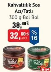 BOL BOL KAHVALTILIK SOS ACI/TATLI 300 G